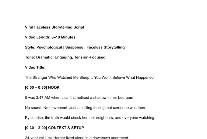 write psychological faceless youtube storytelling scripts